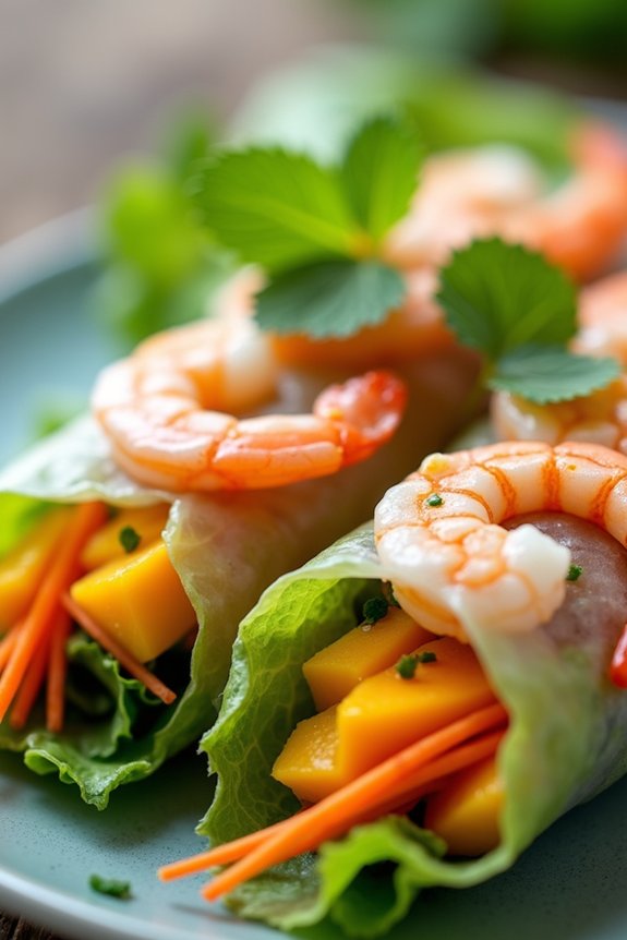 vibrant shrimp mango rolls