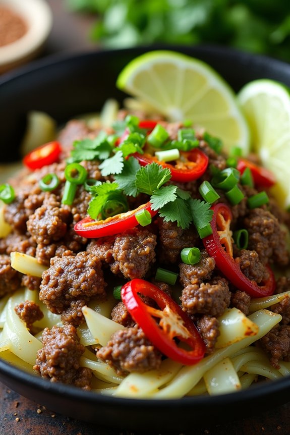 vietnamese beef cabbage skillet