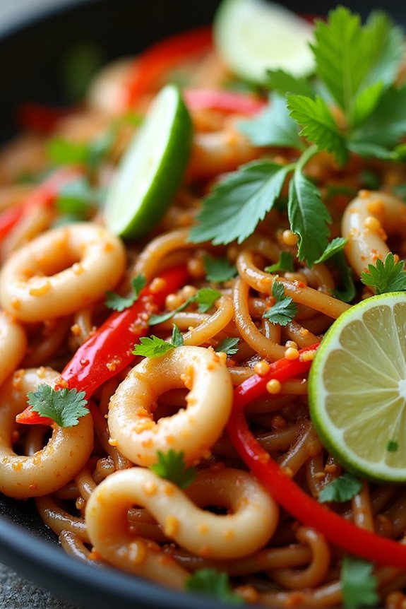 zesty squid noodle stir fry