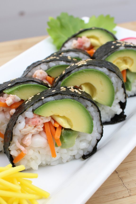 avocado crab rice rolls