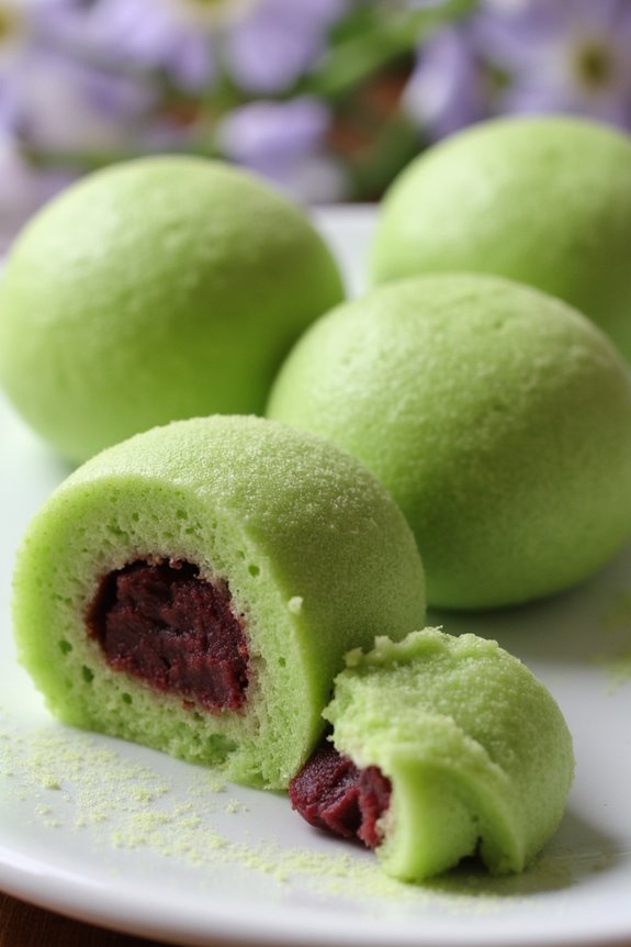 chewy matcha filled dessert