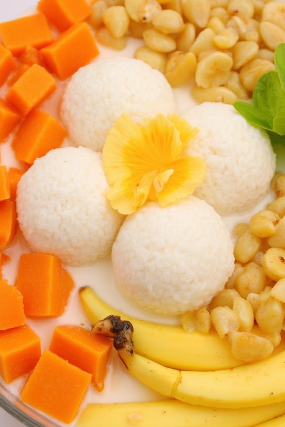 coconut soup with rice balls