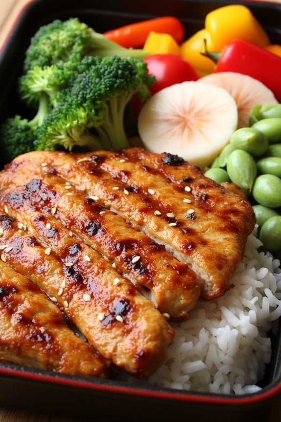 colorful grilled chicken bento