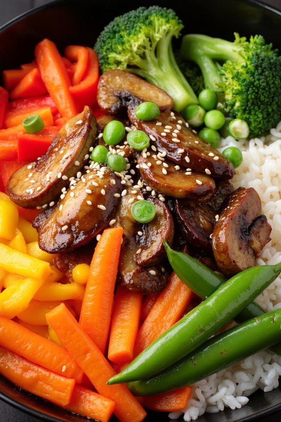 colorful vegetable rice bowl