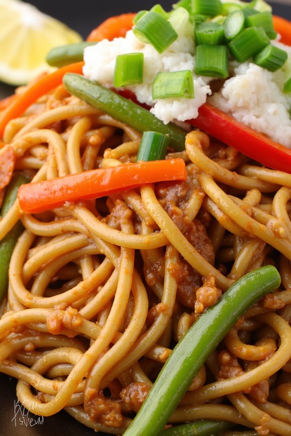 colorful vegetarian noodle dish