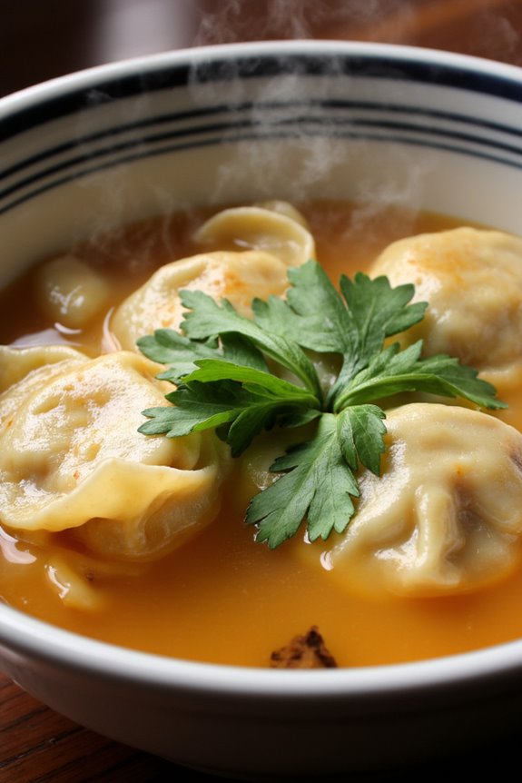 comforting vegetarian wonton soup