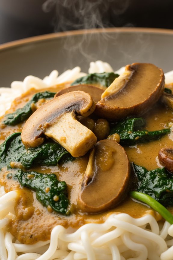 creamy mushroom spinach curry