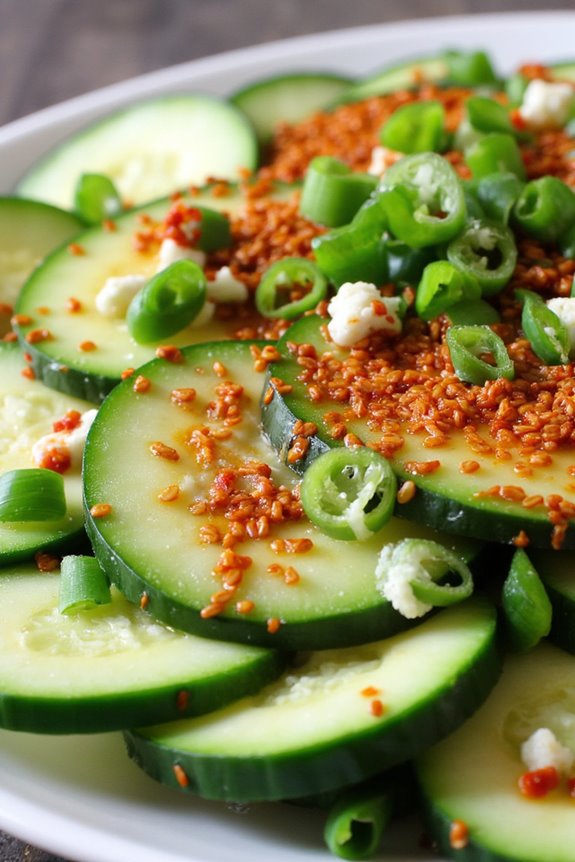 crisp spicy tangy cucumber salad