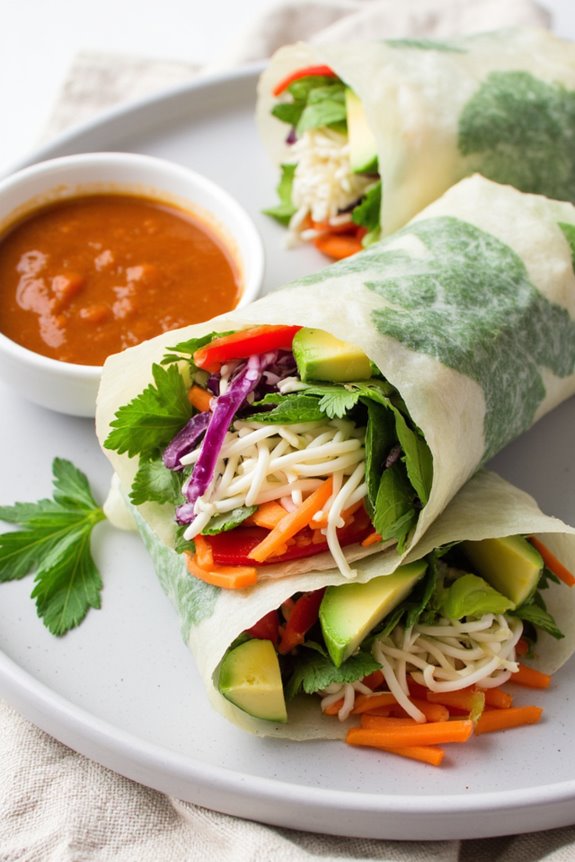 crispy colorful veggie wraps