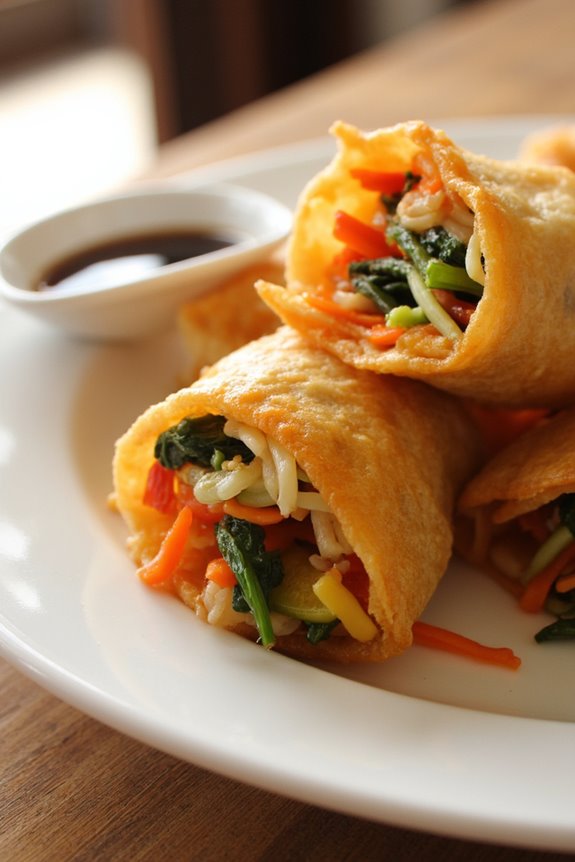 crispy japchae spring rolls