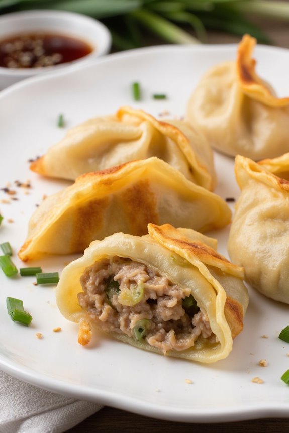 crispy pork and cabbage dumplings