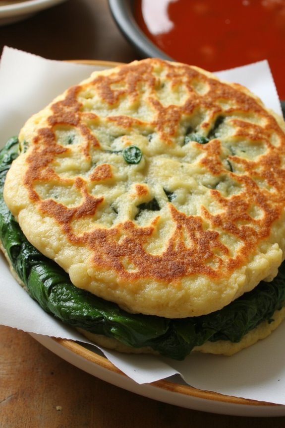 crispy spinach savory pancake