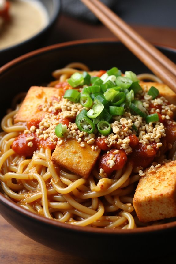 crispy tofu dan dan noodles