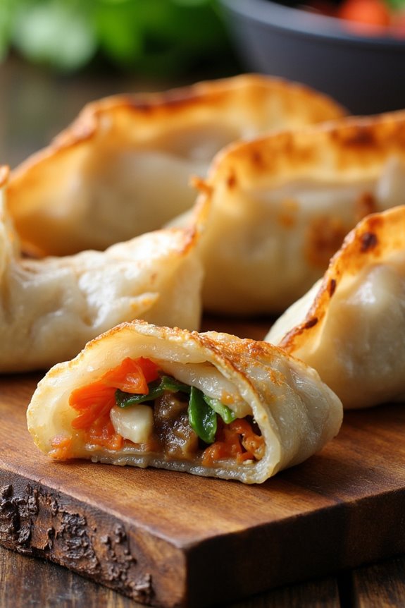 crispy tofu vegetable potstickers