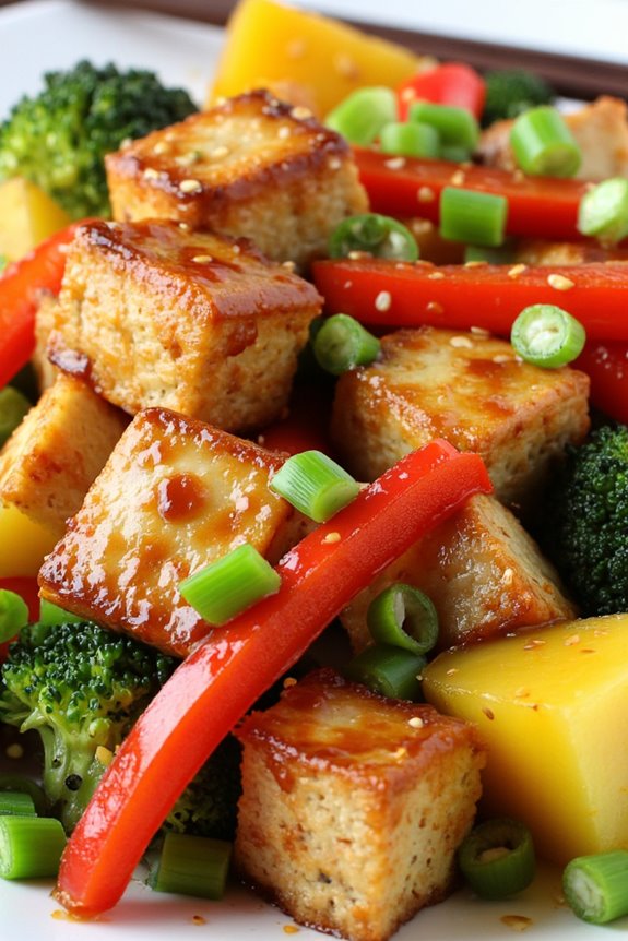 crispy tofu with vibrant vegetables