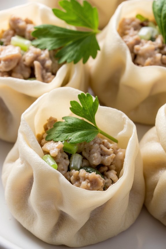 delicious chicken mushroom dumplings