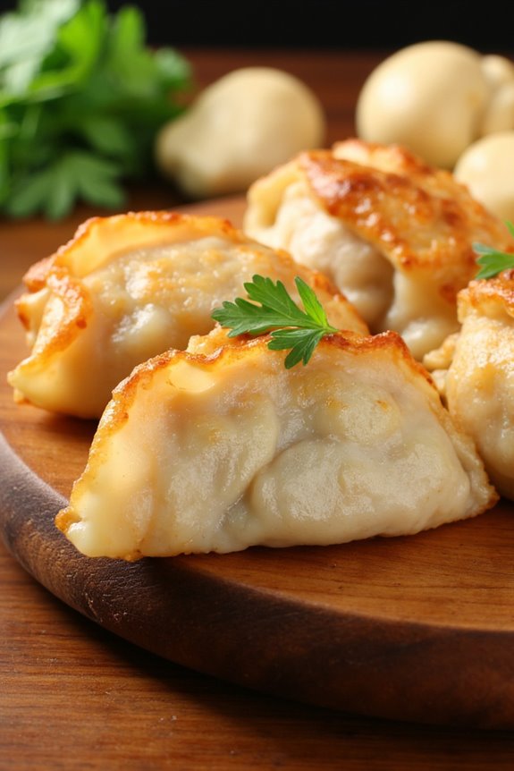 delicious crab filled potstickers