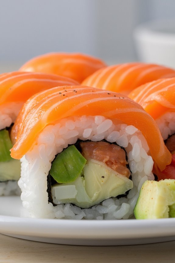 delicious homemade salmon sushi