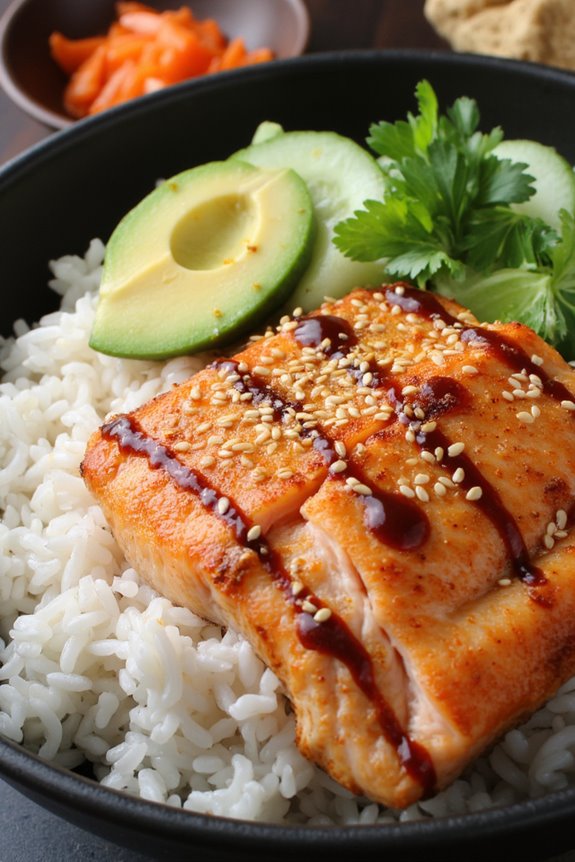 delicious salmon rice bowl