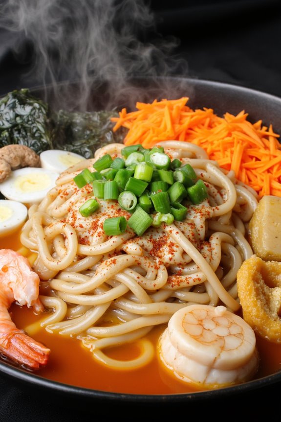 delicious seafood udon soup