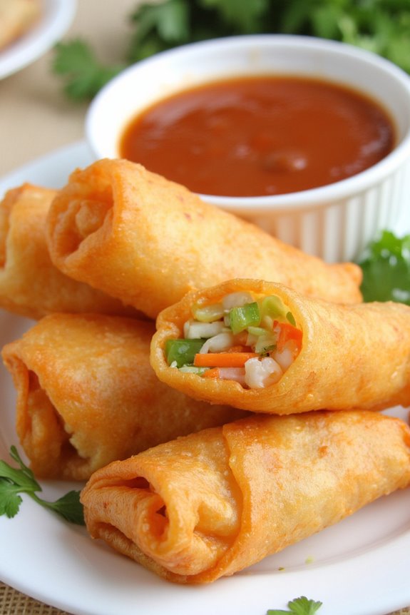 delicious shrimp filled spring rolls