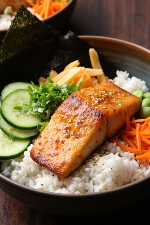 delightful salmon rice bowl