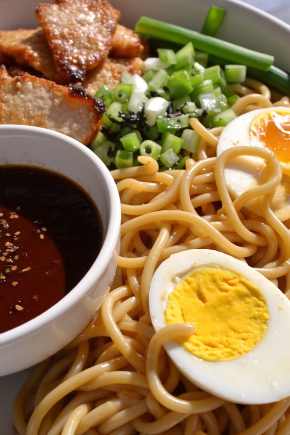 dipping noodles with sauce