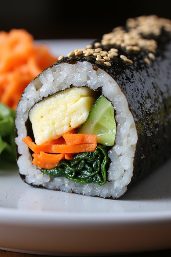 egg filled korean rice rolls