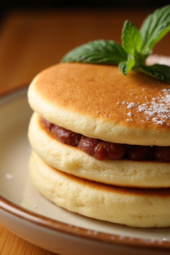 fluffy pancakes with red bean