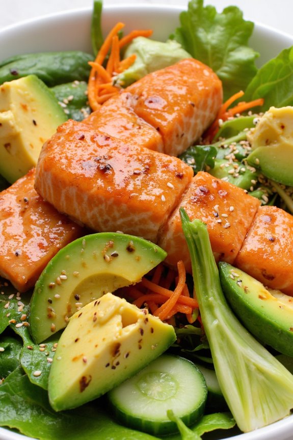 fresh salmon creamy avocado