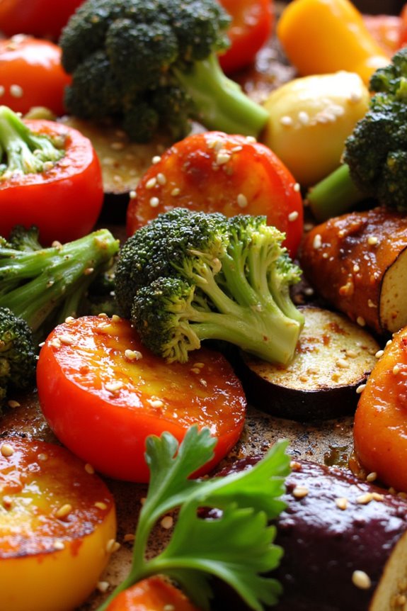gochujang flavored roasted vegetables