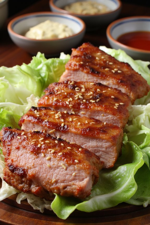 grilled pork with sauces