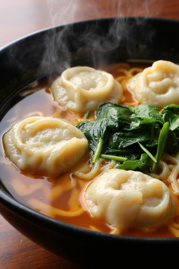 homemade comforting wonton noodle soup