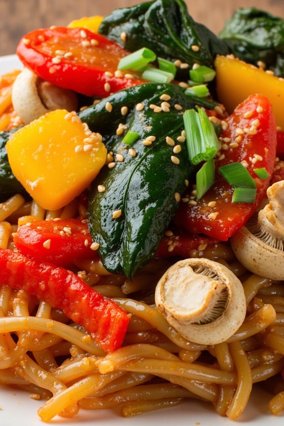 japchae with kimchi delight