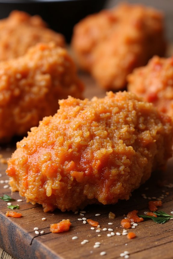 kimchi infused crispy fried chicken