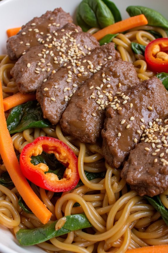 korean beef noodle stir fry
