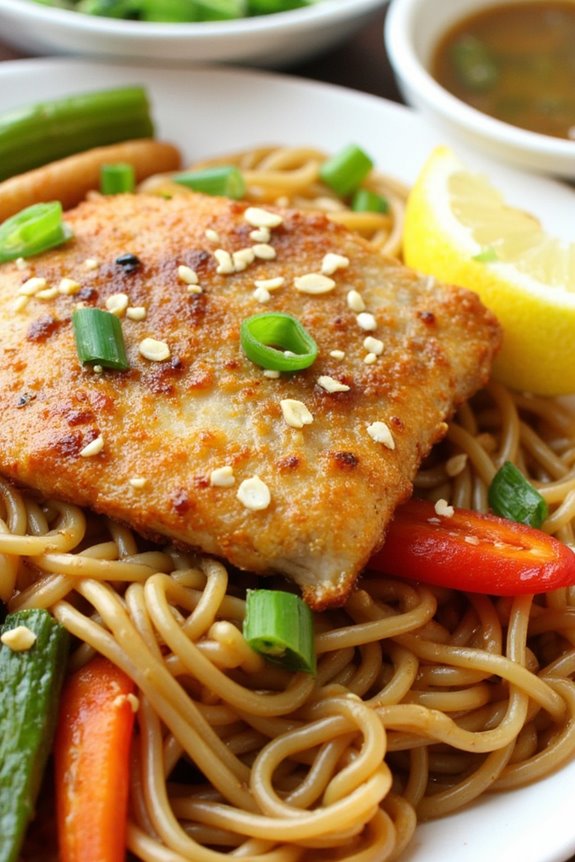 lemon garlic tilapia noodles