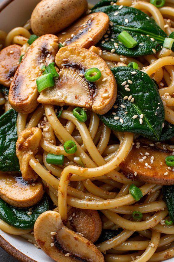 miso yakisoba with spinach