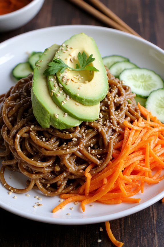 nutty avocado cold noodles