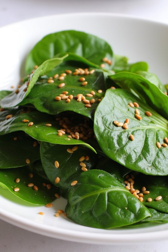 nutty sesame spinach salad