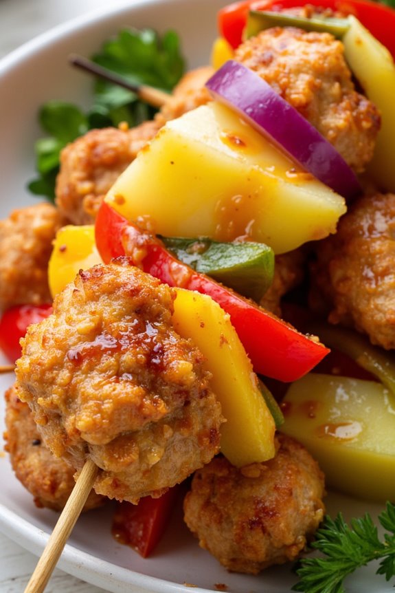 orange chicken pineapple skewers
