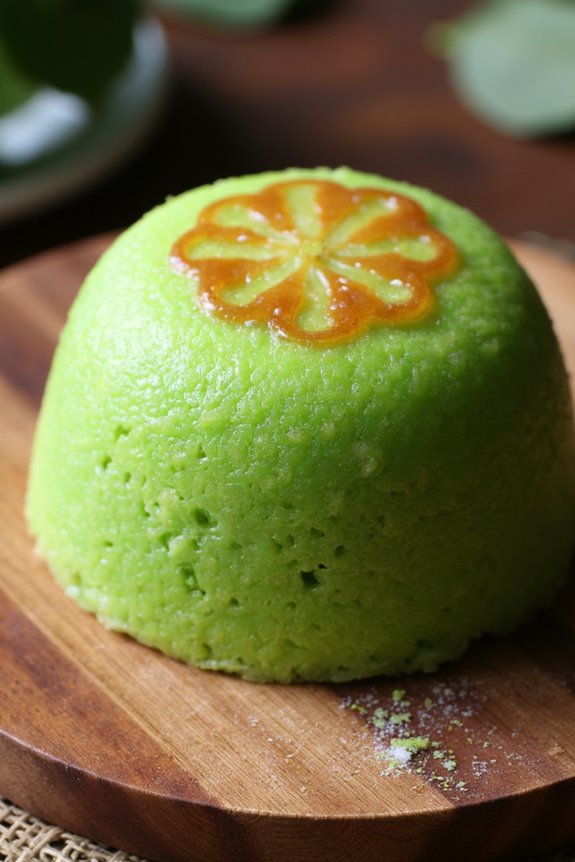 pandan infused sticky rice dessert