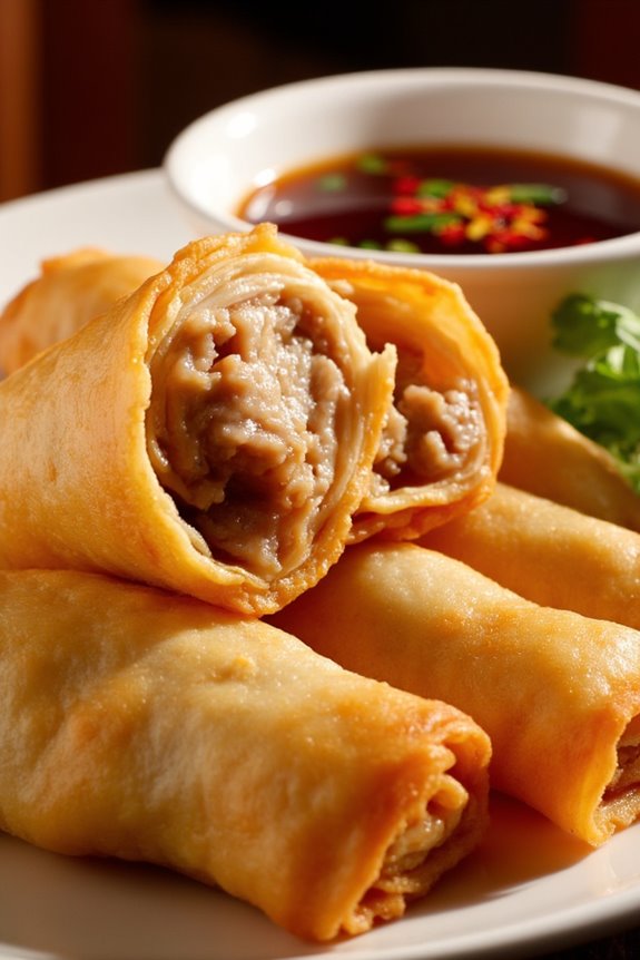 savory crispy pork spring rolls