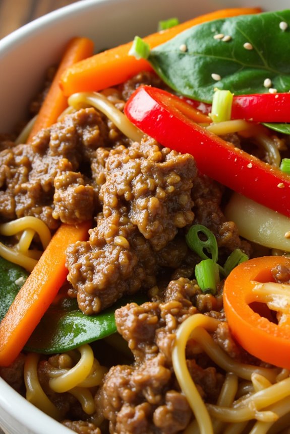 savory ground beef japchae