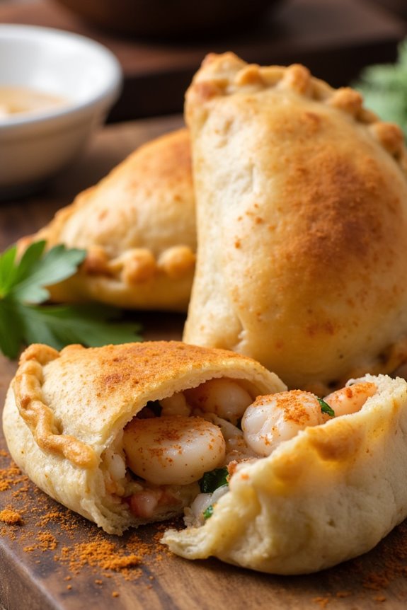 seafood filled flaky pastries