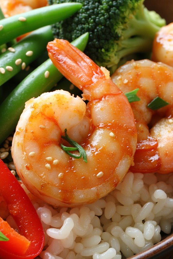 shrimp and vegetable rice bowl