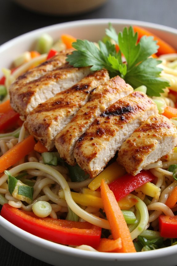 soba salad with grilled chicken