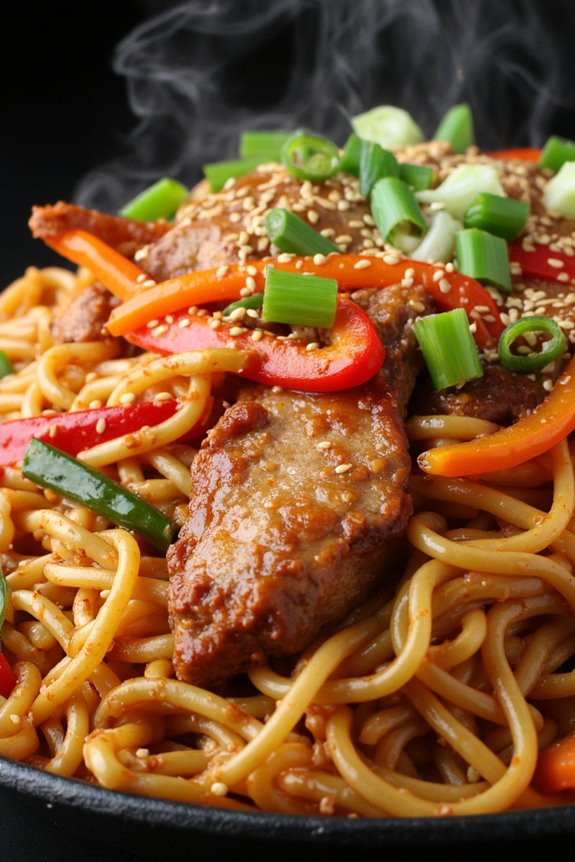 spicy flavorful pork noodles