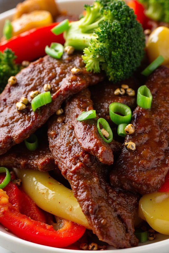 spicy flavorful szechuan beef dish