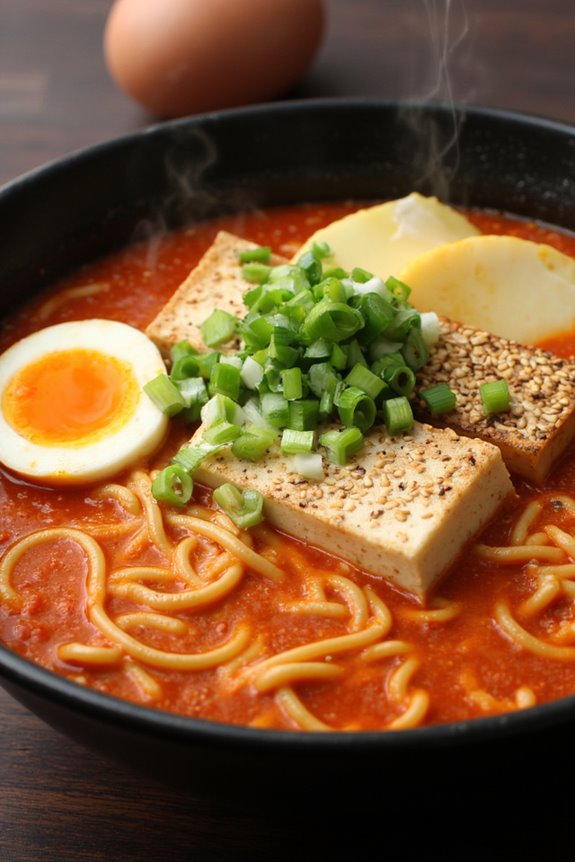 spicy kimchi ramen with tofu